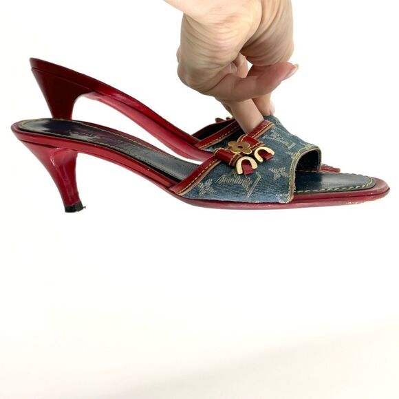 Louis Vuitton Women's Denim with Red Accent Sandal - Picture 5 of 12